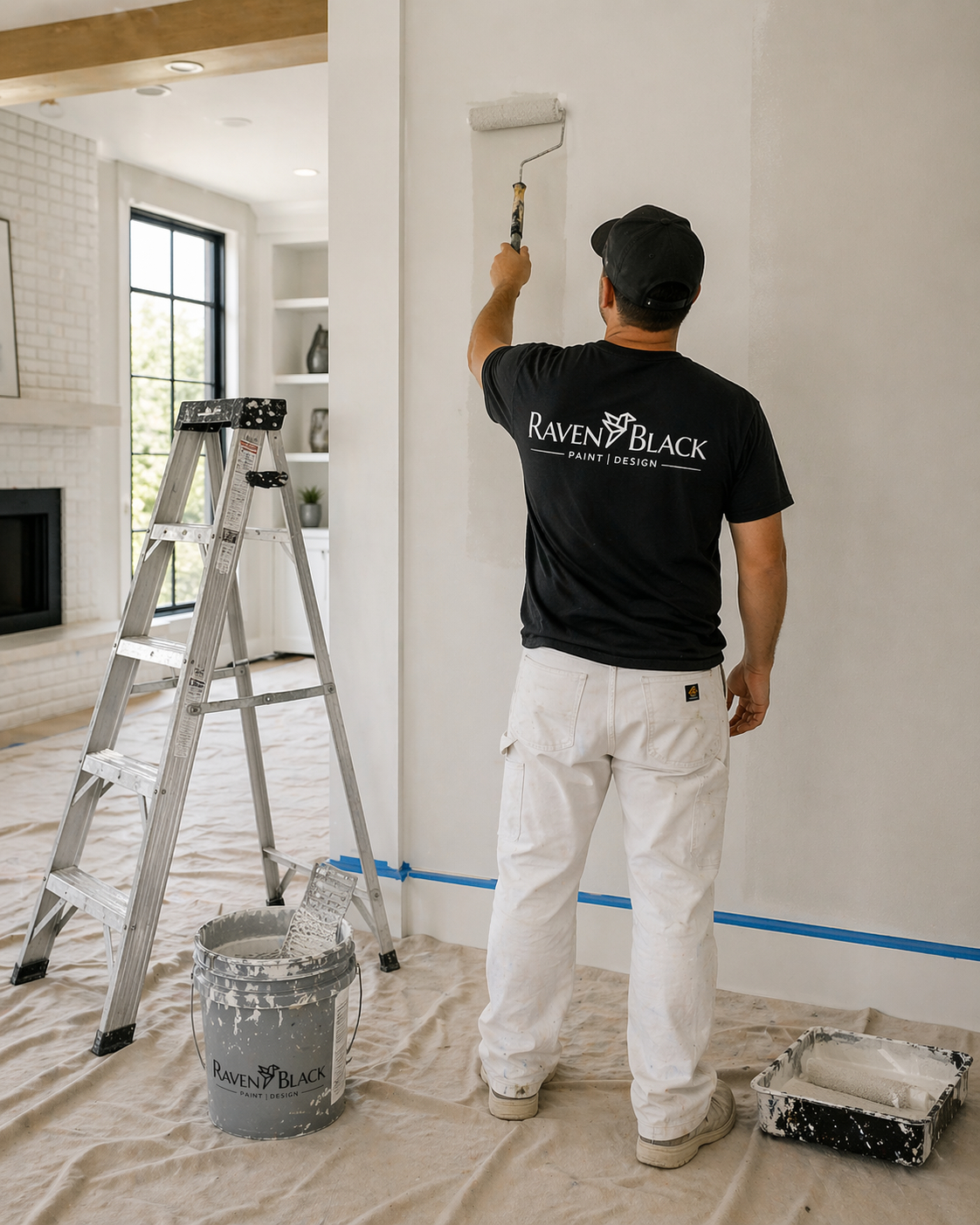 Raven Black Painting team working on a DFW home